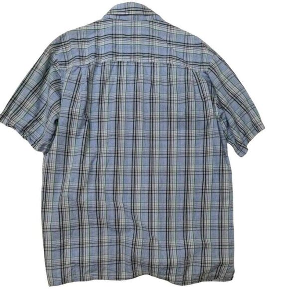 Avirex button down Shirt Mens XL short sleeve Gray plaid‎ 100% cotton - Picture 4 of 6